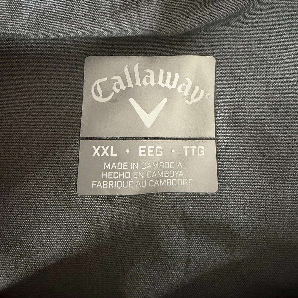 Callaway Men's Gray Full-Zip Golf Jacket XXL Polyester Woven Stand-Up Collar